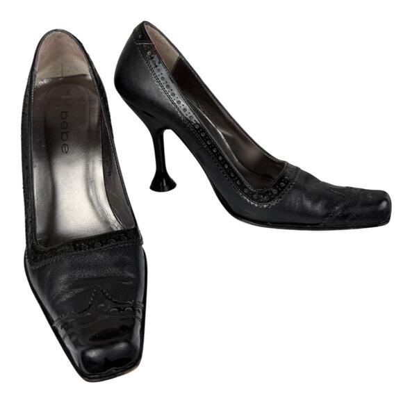 Y2K Bebe edgy leather pumps size 7.5